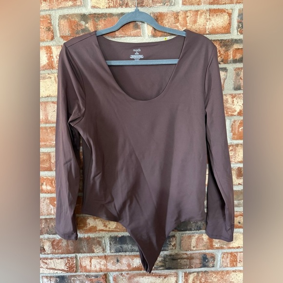 Nuuds Coffee scoop neck Long Sleeve Bodysuit - Picture 2 of 6